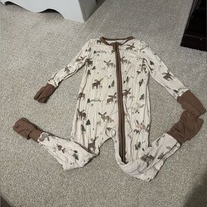 Angel Dear Kids Pajama Set with Moose and Tree Print